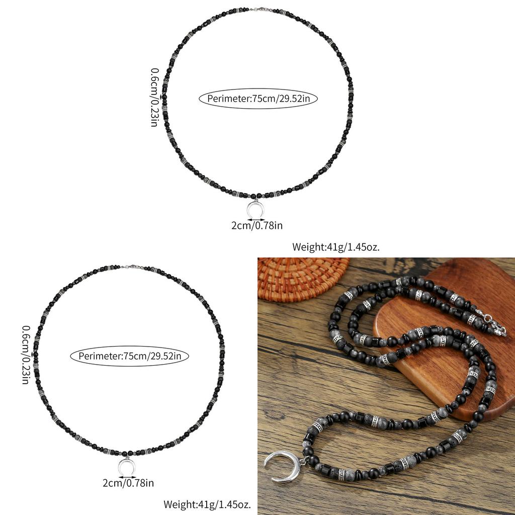 Vintage Moon Pendant Necklace With Geometric Design For Men And Women