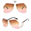 New Irregular Rimless Sunglasses Women Brand Designer Alloy Frame Oversize Gradient Sun Glasses Fashion Female Clear Shades