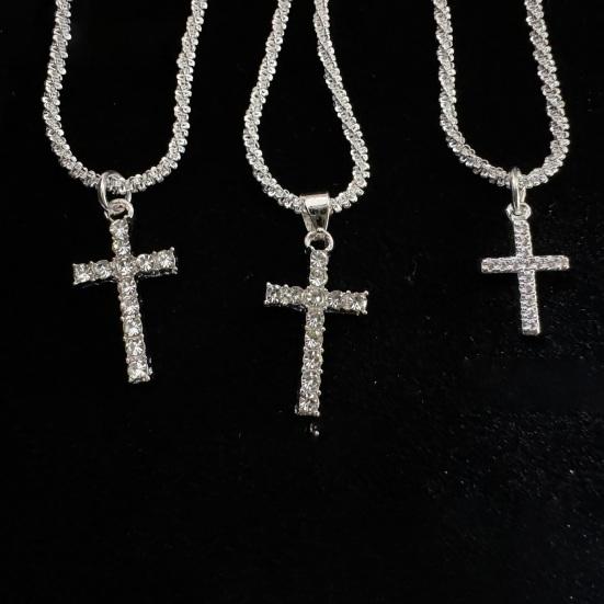 Женское ожерелье с подвеской-крестом, мерцающая поверхность, регулируемая длина, украшение на шею, повседневная одежда, подарок, легкое женское ожерелье на ключицу