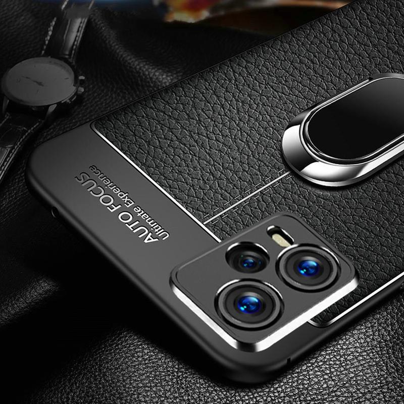 Litchi Leather Texture Magnetic Ring Phone Case For Xiaomi POCO X5 Pro 5G Lychee Soft Silicone Necklace Lanyard Cover For Poco X4 M4 Pro F4 GT X3 NFC