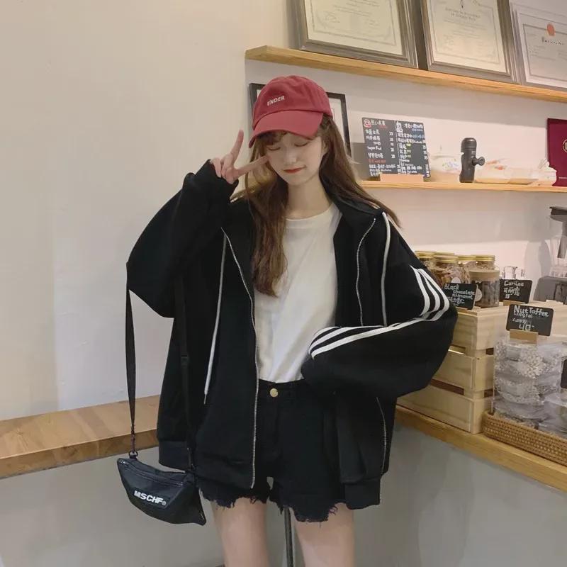 Официальный женский классический свободный свитер на молнии с капюшоном, бархатная куртка 2020 года, модный топ