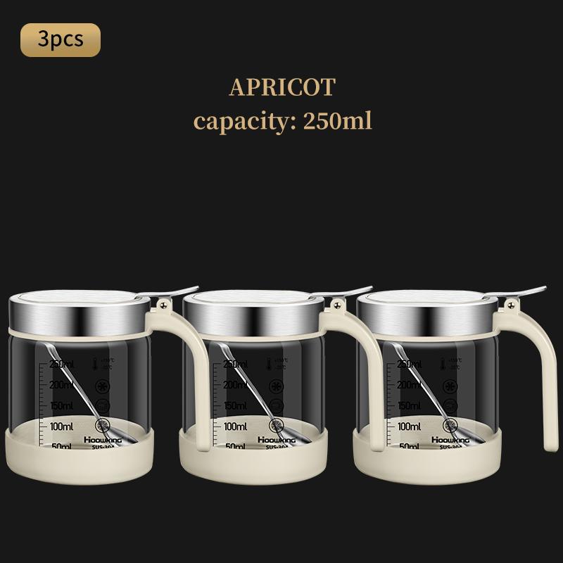 1 шт. Стеклянная банка для специй с ложкой, сахарница, солонка, контейнер для приправ, кухонные принадлежности, набор для хранения, коробки для специй