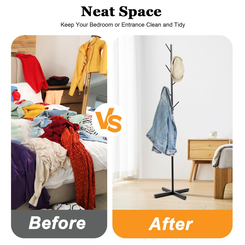 Free-Standing Clothes and Hats Rack Tree-shaped Clothes Rack Metal Coat Rack