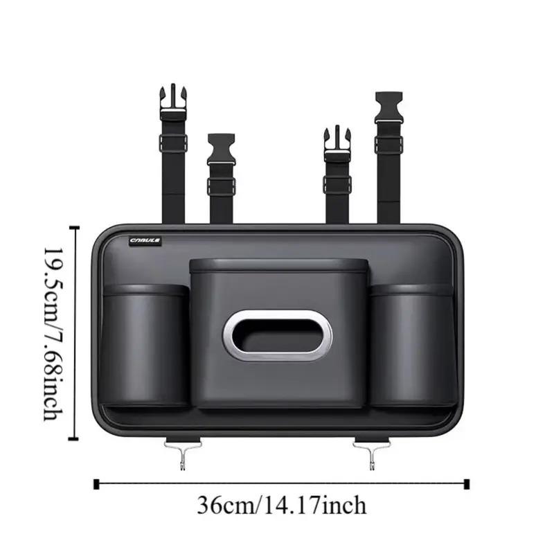 Leather Car Backseat Cup Holder Tissue Box Storage Bag Paper Napkin Organizer Luxury Quick Release Buckle Water Cup Pockets