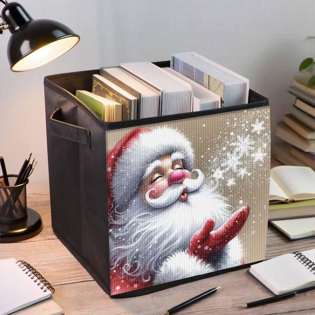 Дед Мороз, дующий снежинками, 5D алмазная живопись, корзина для хранения, полная круглая выкладка, мозаика, алмазная вышивка, наборы для вышивания крестом, домашний декор, домашний декор