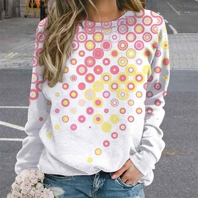 2024 Европейский и Американский женский карнавал с блестками и 3D-печатью с круглым вырезом, повседневная модная футболка с реглановым верхом