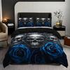 Three-Piece Rose Skull Duvet Cover Home Textile Bedding Quilt Cover Kit