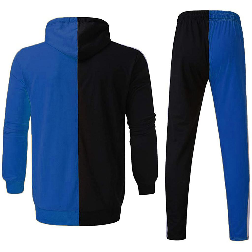 Мужской весенне-осенний кардиган с круглым вырезом и капюшоном, костюм-толстовка с цветными блоками