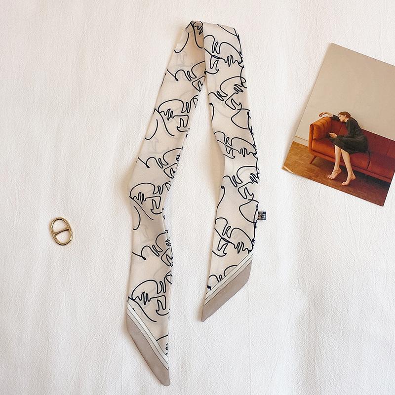 Long Skinny Hair Scarfs Women Headwear Headbands Fashion Print Neckerchief Small Bag Scarves Cute Neck Tie Scarf Ladies 5x90cm