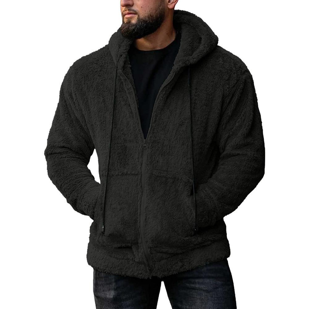 QICED Autumn Men's Fleece Cardigan Hooded Jacket