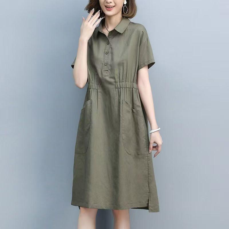 Однотонное свободное повседневное платье для похудения с утягивающей талией для женщин больших размеров для мам