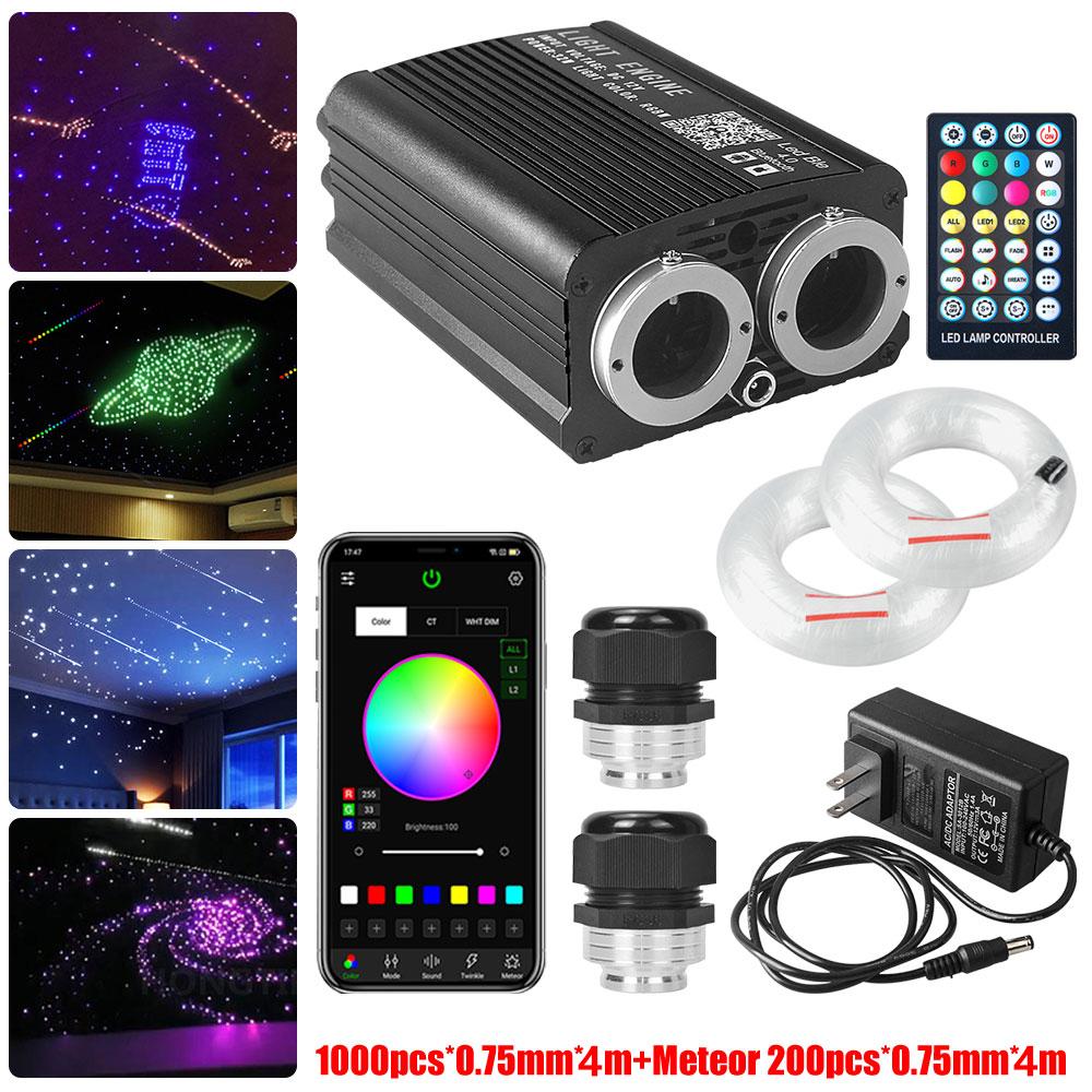 32 Вт Twinkle Dual port Fiber Optic Star Ceiling Kit с RGB Meteor effect APP Car Roof stars Fiber Optic Starry Sky Car Ceiling