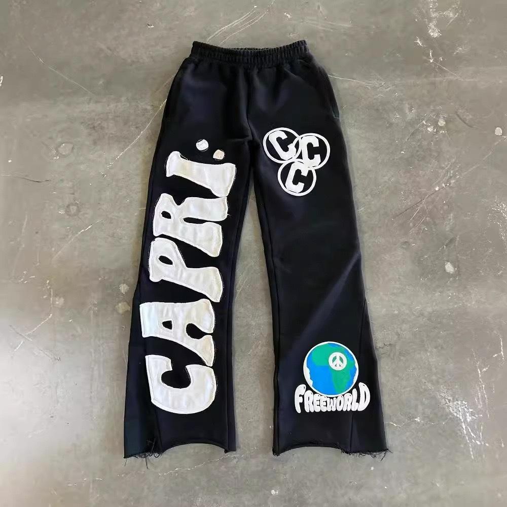 ZYLLO Y2k Спортивные брюки с высокой талией Готические Ретро Брюки с надписью Мужские Свободные Повседневные Универсальные Брюки с широкими штанинами Женские