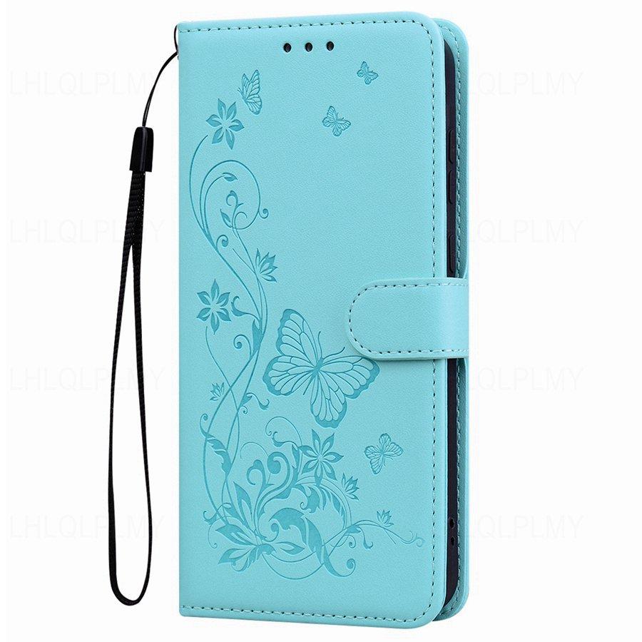 Кожаный чехол-книжка с бабочкой для Motorola Edge 60 Moto G85 5G Vivo Y27 Y28 Y29 OPPO A40 A38 Reno 13 14 F Realme ремешок кошелек книга слот для карт обложка