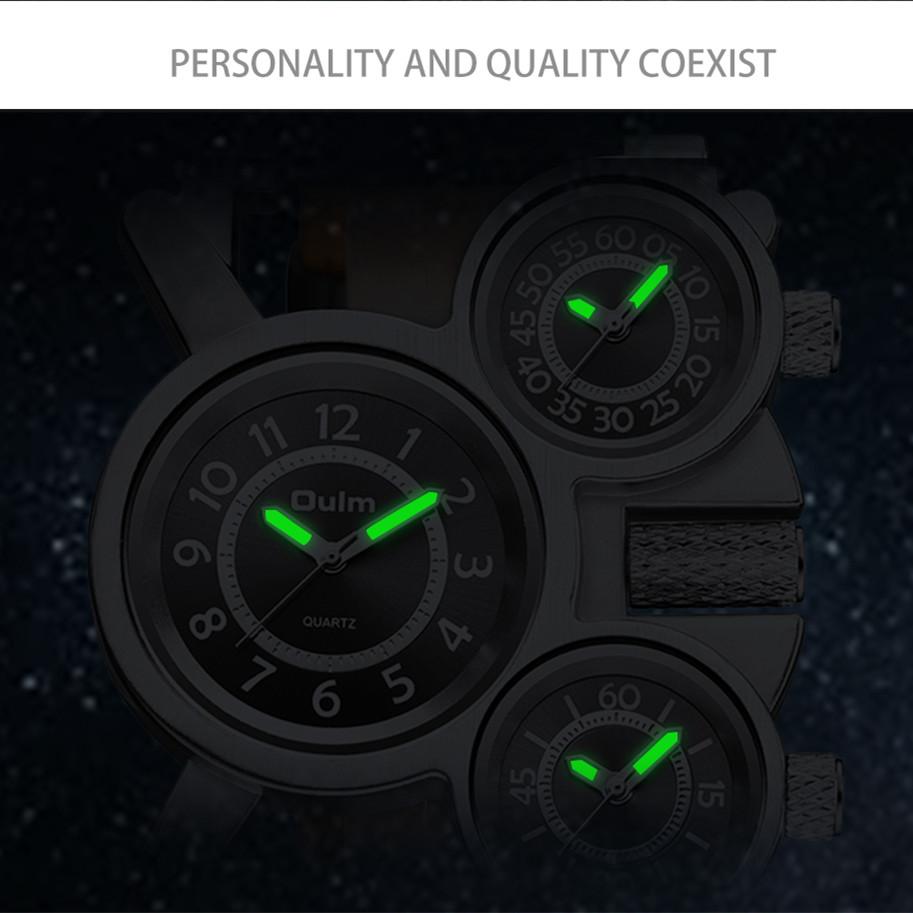 Oulm Мужские часы бизнес-повседневные кварцевые часы с несколькими часовыми поясами из кожи