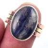 Кольцо из двухцветного серебра 925 пробы с натуральным содалитом, размер 6, k0G71