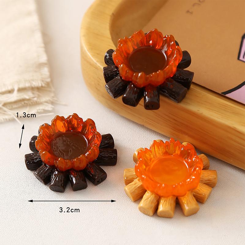 10Pcs Mini Fake Campfire Ornament Set Realistic Resin Fire Models for Fairy Garden Micro Landscape DIY Decor