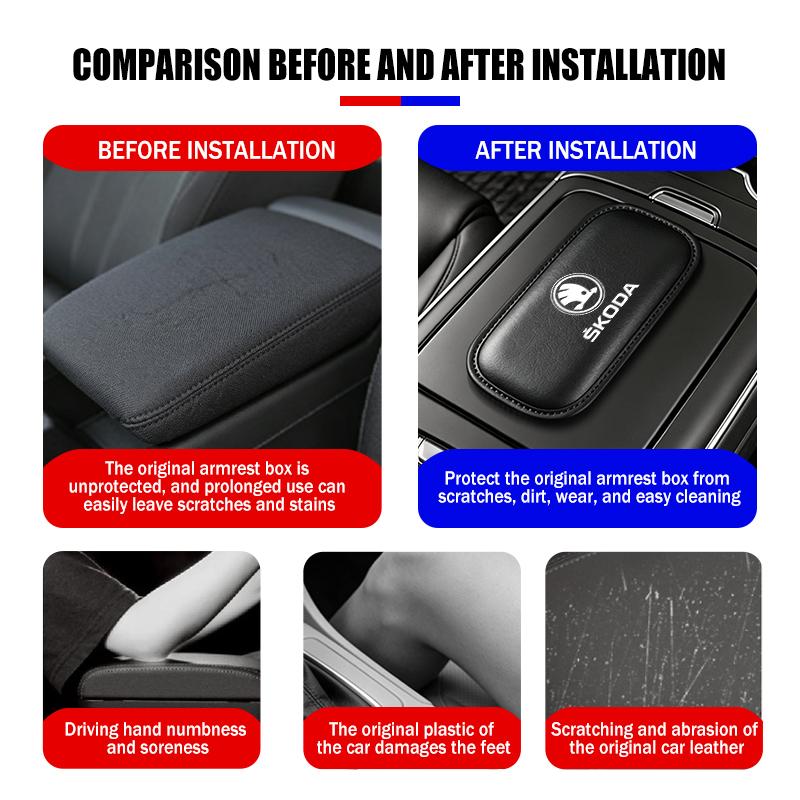 SSOE5 For Skoda Car Interior Leg Knee Rest Pads Leather Cushion Rapid Octavia Derivative Enyaq-iV VisionS Yeti Scala