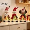 Holiday Home Interior Decor Lighted Christmas Doll Decoration, Cute Plush Santa Claus/Snowman/Reindeer Figurine with Soft Fabric Gifts Warm LED Light