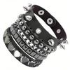 Мужской многослойный кожаный браслет в панк-стиле с заклепками - Хип-хоп модный аксессуар