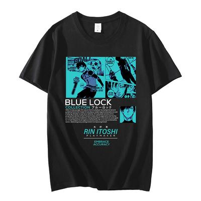 Забавная футболка с принтом японского аниме Blue Lock Rin Itoshi, мужская и женская модная летняя повседневная футболка высокого качества с короткими рукавами, уличная одежда