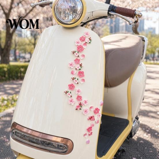 Decorative Car Decals Peach Blossom Sticker, Resin Flower Decal for Auto Motorcycle, Heat Resistant Weatherproof Waterproof Adhesive Bumper