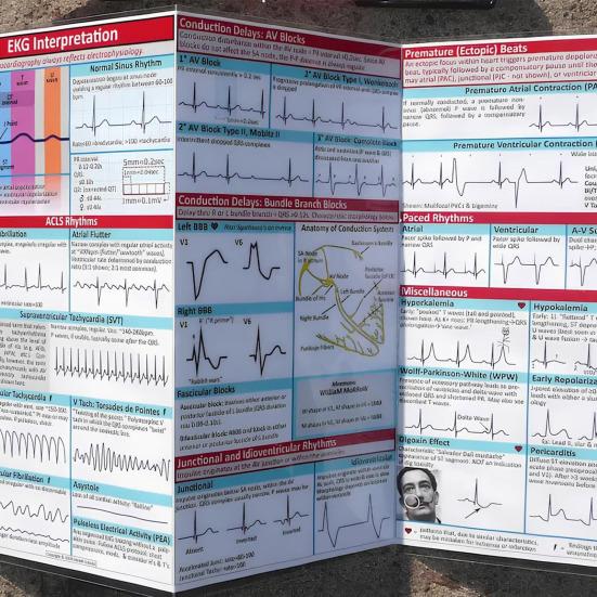 Карманный справочник ЭКГ Интерпретация ритма ЭКГ Двусторонняя карманная справочная карта Tri-Fold Study