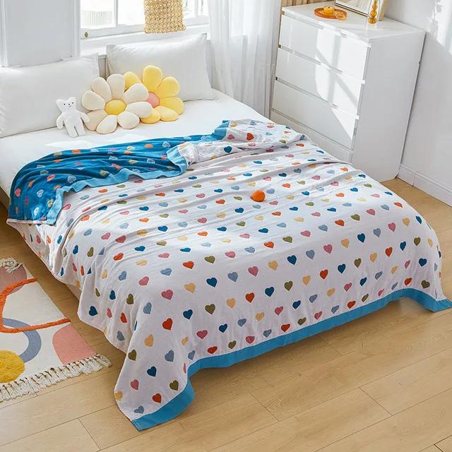 European Leisure Blanket for Beds Luxury Home Textile 100% Cotton Gauze Air-conditioning Blanket Bed Cover Soft Sheet Cool Quilt