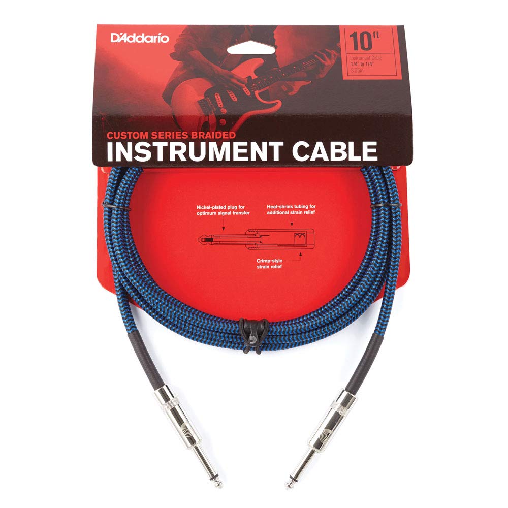 Плетеный инструментальный кабель серии Custom, синий, D'Addario PW-BG-10BU (3,0 м СС) [ ]