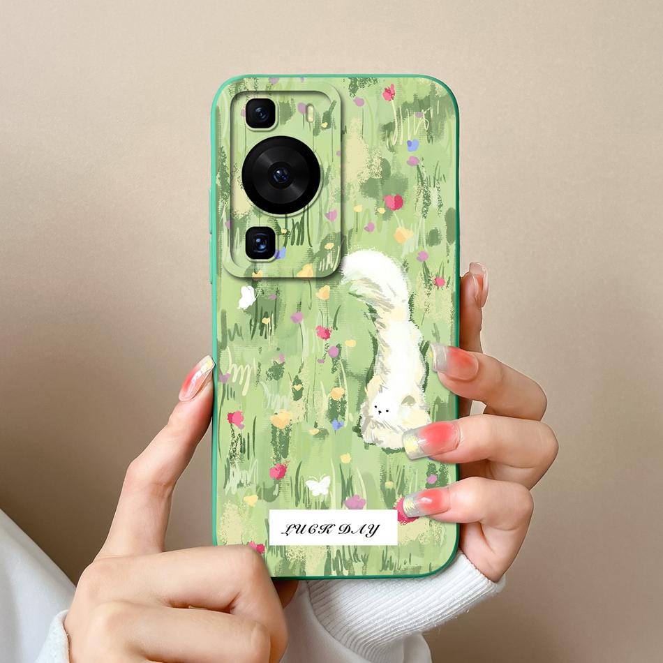 For Huawei P60 Pro Art Phone Case Cute Design Soft Liquid Silicone Back Cover For HuaweiP60 P 60 Anti Drop Durable Bumper Funda