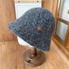 New niche texture wool bucket hat women's autumn and winter soft waxy plush small leather standard basin hat fashion hat
