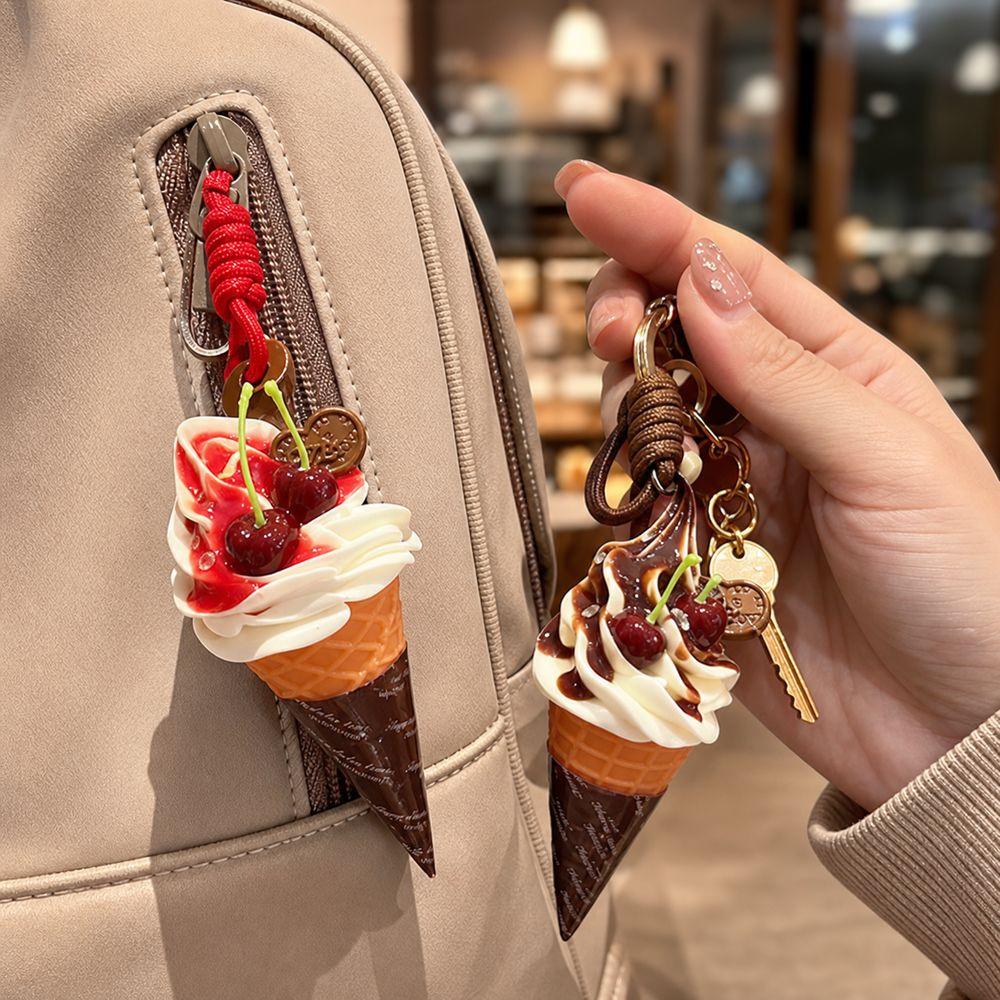 Cute Cartoon Ice Cream Keychain Food Shaped Backpack Pendant New Dessert Keychain Party