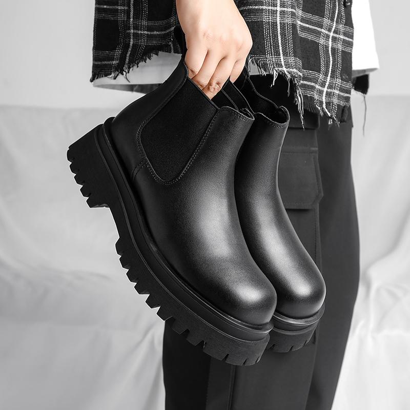 Mens Ankle Boots Versatile Casual British Style Heightening Chelsea Leather Boots Man Ankle Boots for Men