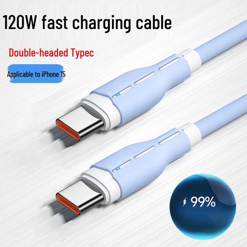 Быстрое зарядное устройство 120 Вт двойного типа Type-C для Apple 15/16, Huawei, Vivo, Oppo, телефонов - Совместимость с зарядкой 6A.