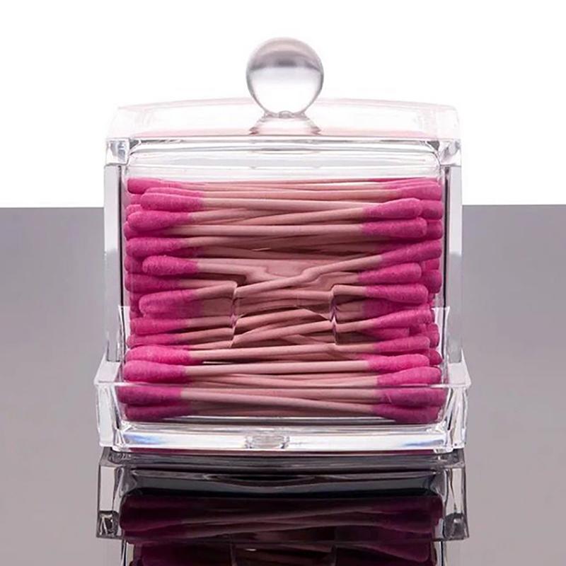 Acrylic Cotton Swabs Storage Holder Box Portable Transparent Makeup Cotton Pad Cosmetic Container Jewelry Organizer Case