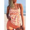 Новинка 2024 года, летняя женская пляжная одежда в стиле ретро с 3D принтом, купальник, женский купальный костюм на бретельках с открытой спиной, женский танкини из двух предметов с высокой талией