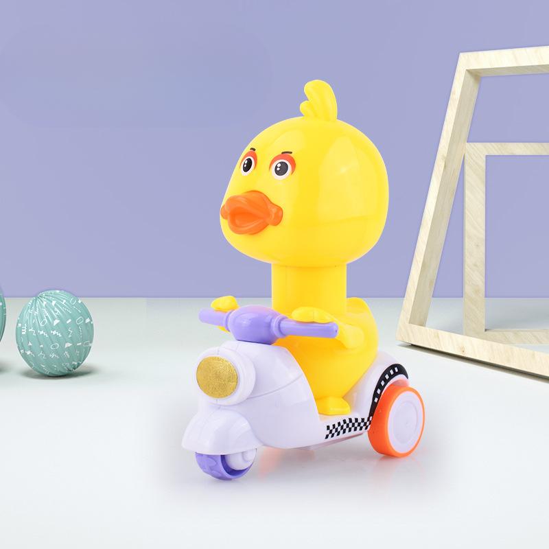 Inertia Pull-Back Duck Motorcycle, Cool Sliding Duck, No Battery Press Plastic Pull-Back Car