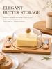 Japanese Style Transparent Cheese Butter Dish with Bamboo Lid and Cutlery