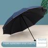 Oversized Double-Folding Black Umbrella - Sunscreen & Rainproof, Three-Fold, Ten-Bone, Custom Logo.