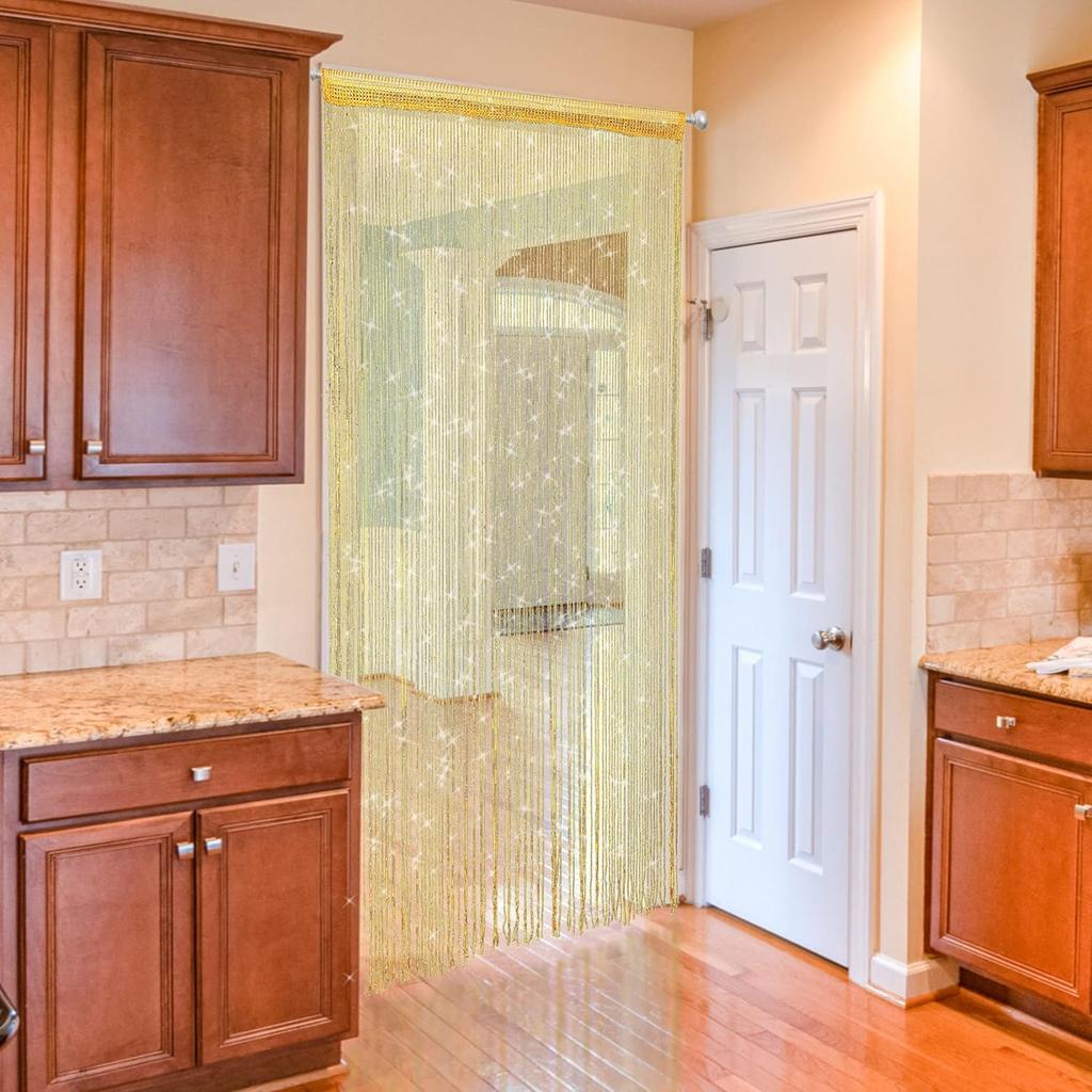 Door String Curtain Doorway Beads Curtains,Hanging Room Divider Beaded Decor Glitter Fringe Panel Closet Window Sequin Sheer Boho Doors Tassel