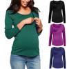 Women's Maternity Round Neck Solid Color Breastfeeding Clothes   Top