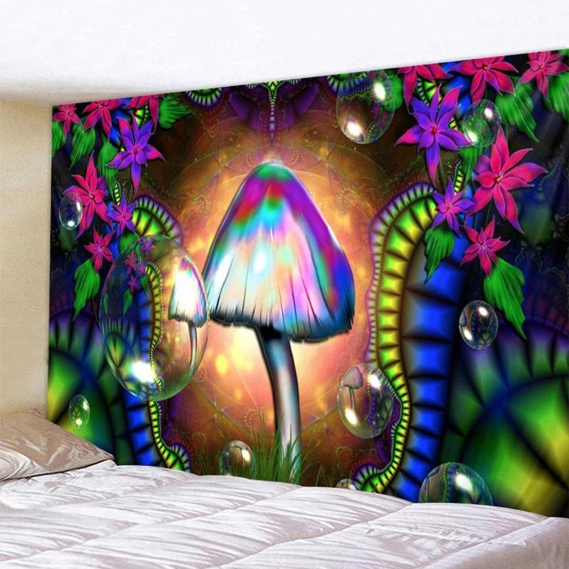 Forest Mushroom Cabin Wall Hanging Home Wall Decoration Tapestry Office Living Room Tapestry