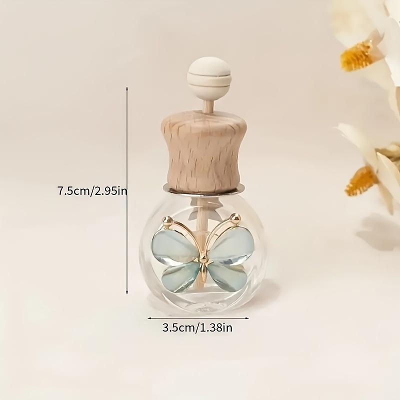 1Pc Car Butterfly Glass Bottle, Reusable Car Essential Oil Diffuser, Empty Glass Bottle Pure Decoration Car Accessories