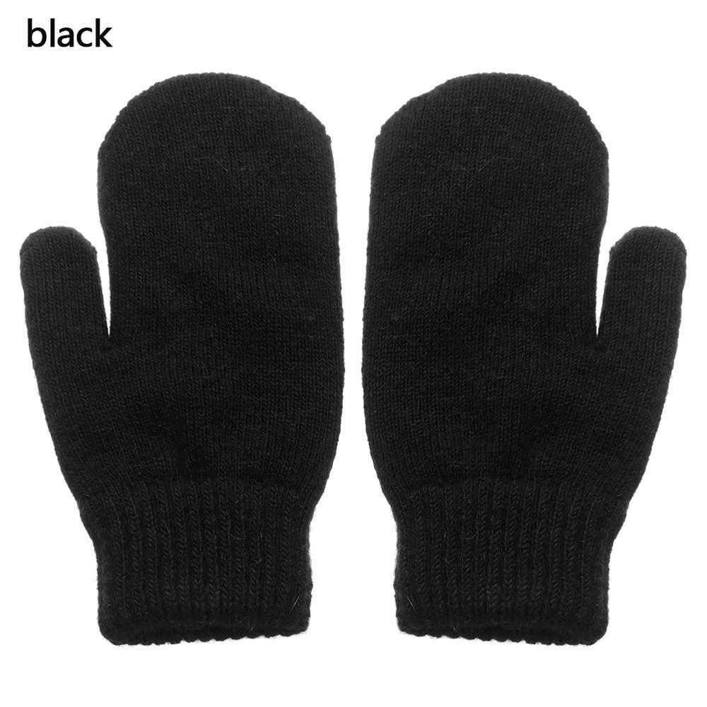 Fashion Plush Solid Color Rabbit Hair Mittens Winter Gloves Double Layer All Fingers