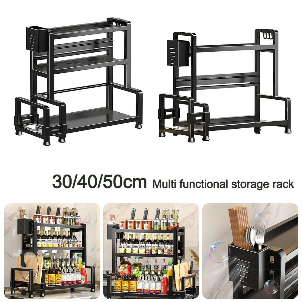 Durable 2/3 Tier Spice Rack Rustproof Multi-function Seasoning Rack Kitchen Shelf for Kitchen Storage