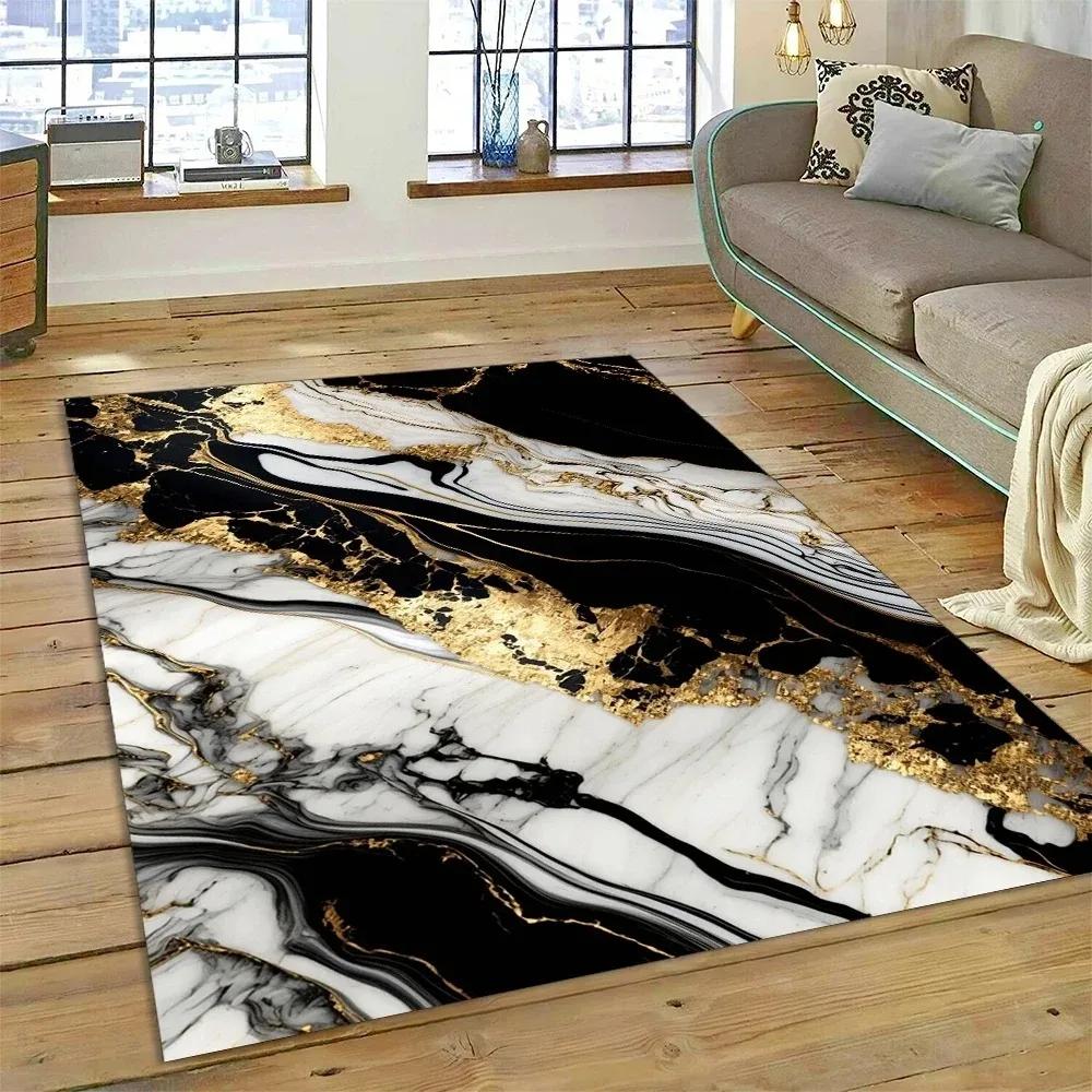 Luxurious Abstract Marble Carpet for Living Room Sofa Home Decoration Large Rugs Non-slip Bedroom Bedside Coffee Table Floor Mat