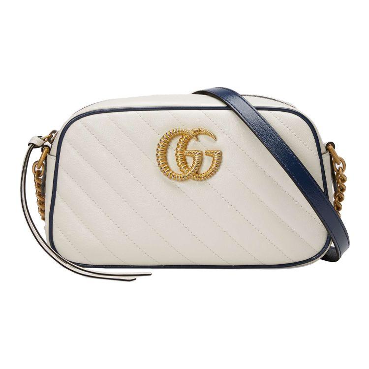 Gucci Marmont Silver Logo Color-Blocked Quilted Leather Camera Bag Women Shoulder Bag 447632-0OLFX-9085