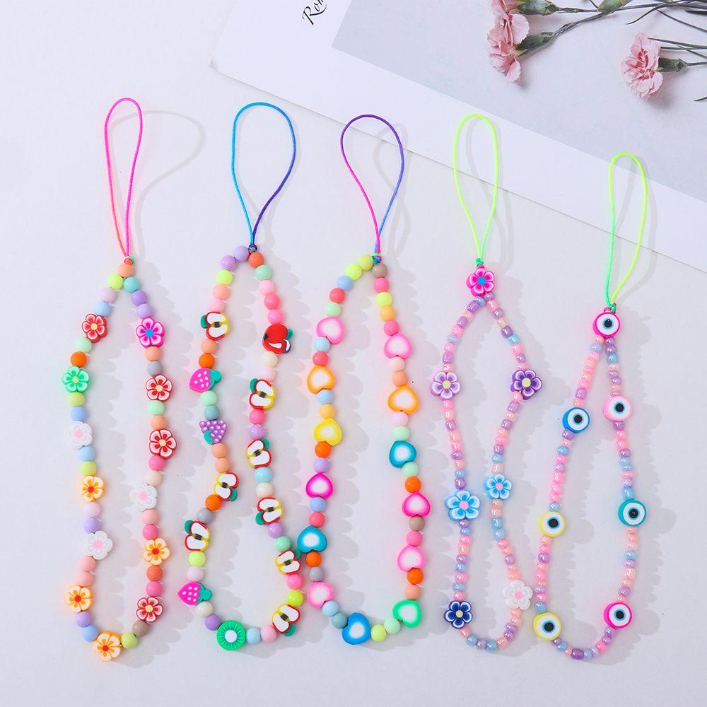Lady Gift Pearl Rope for Keys Phone Lanyard Soft Clay Mobile Phone Chain Phone Case Hanging Cord