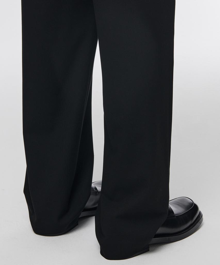 Musinsa Standard One-Pleat Wide Elastic Waist Slacks [Black]