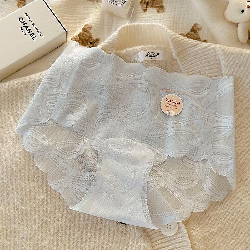 Women's Lace Seamless Underwear Women's Summer Mid-waist Pure Cotton 7A Antibacterial Extended Crotch Underwear Briefs